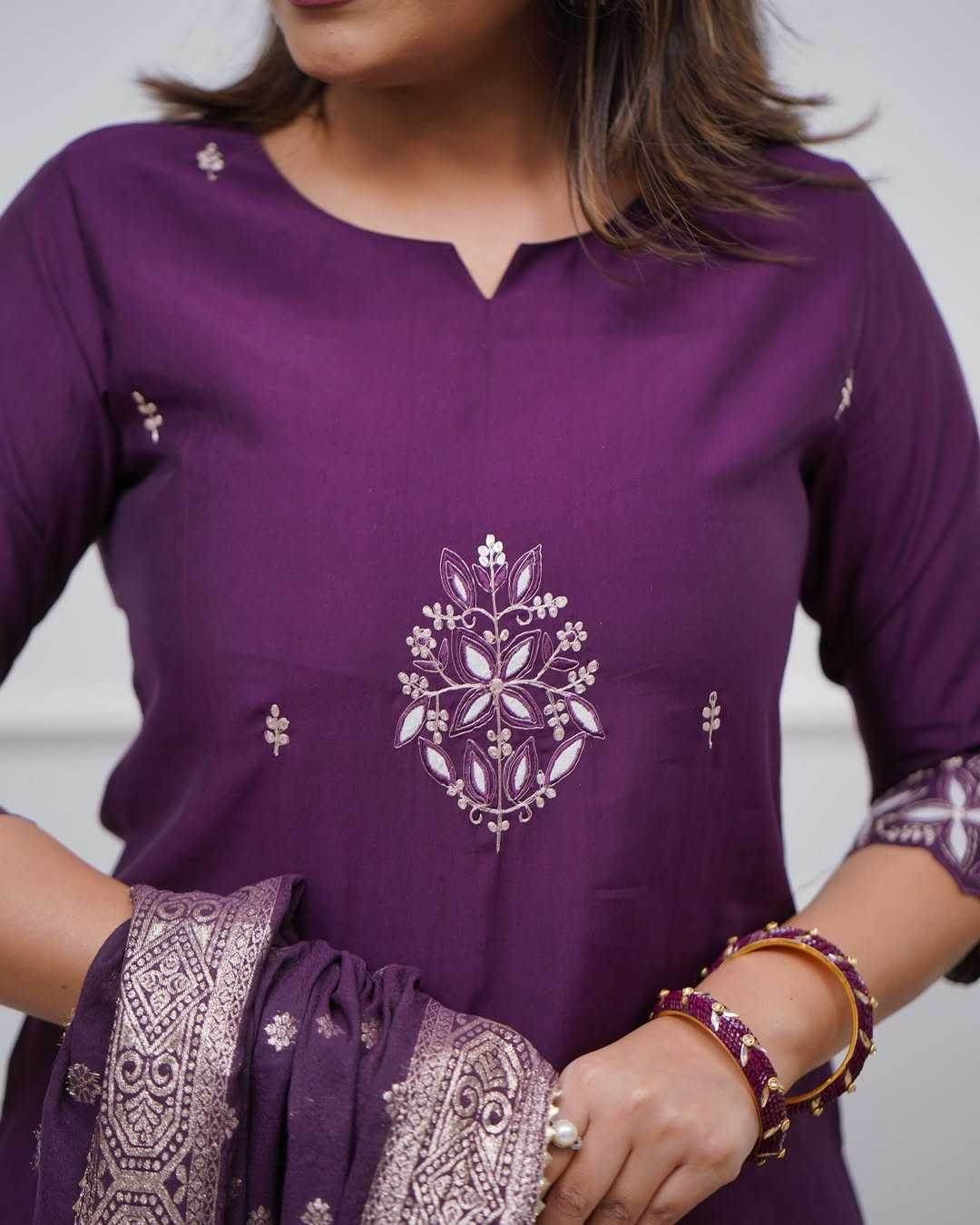 Chanderi Silk Ladies Embroidery Suits - MYLUXURY LANE ENTERPRISE